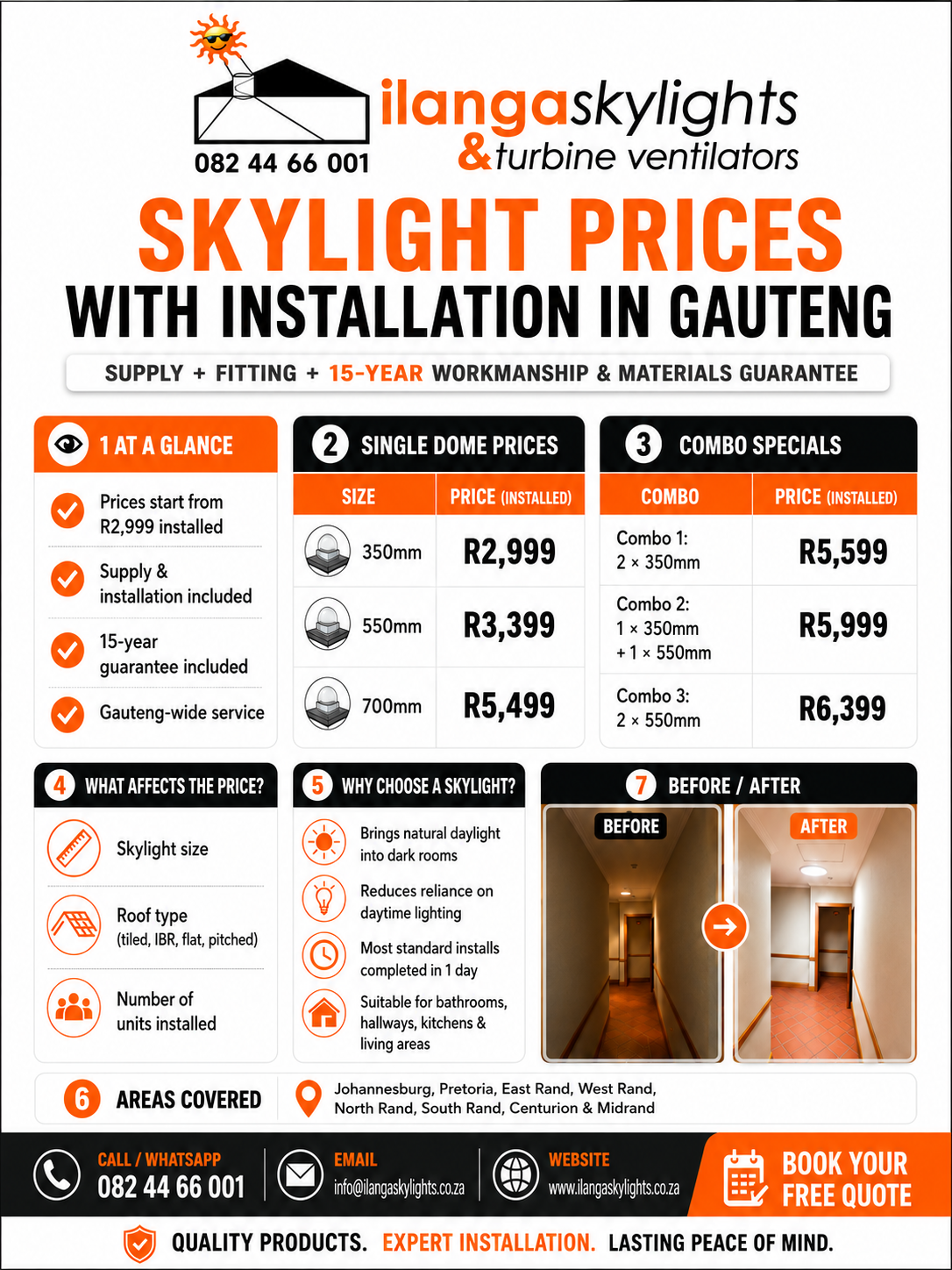 Skylight Prices with Installation in Gauteng<br />
