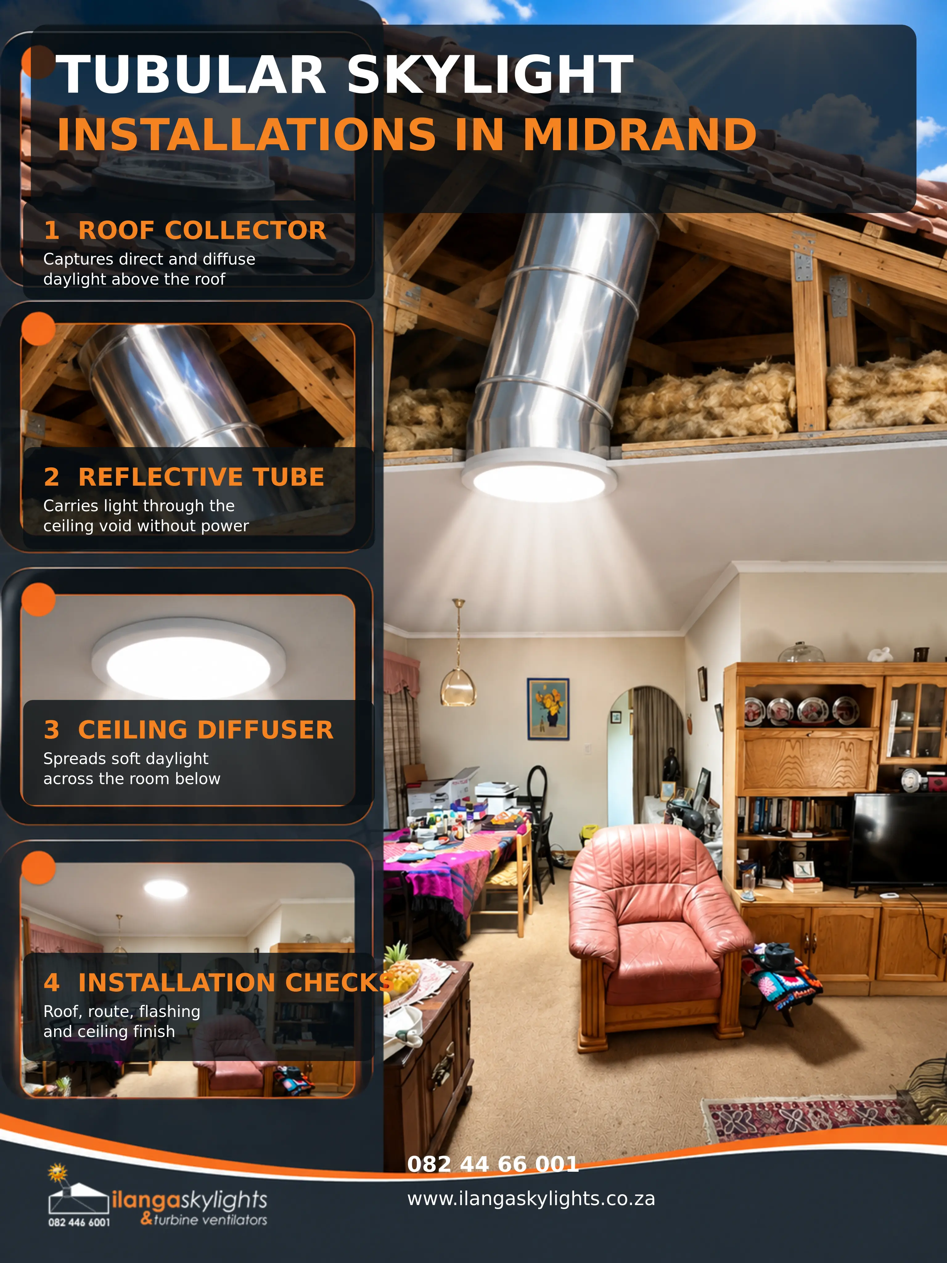 Tubular Skylight installations in Midrand infographic